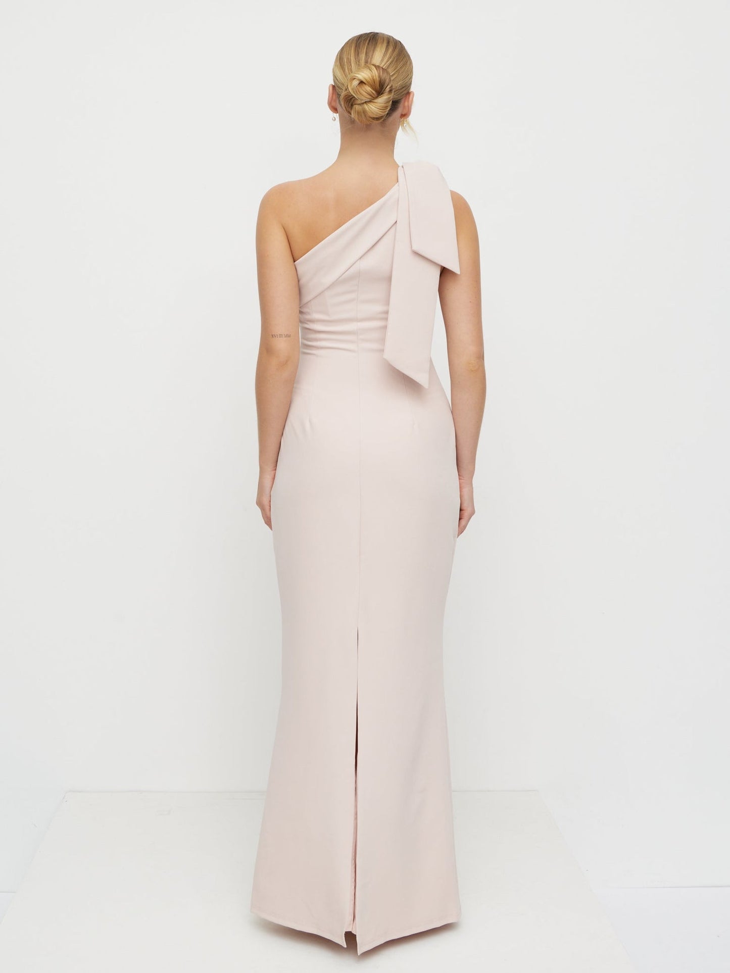 Nevaeh One Shoulder Crepe Maxi Dress - Blush