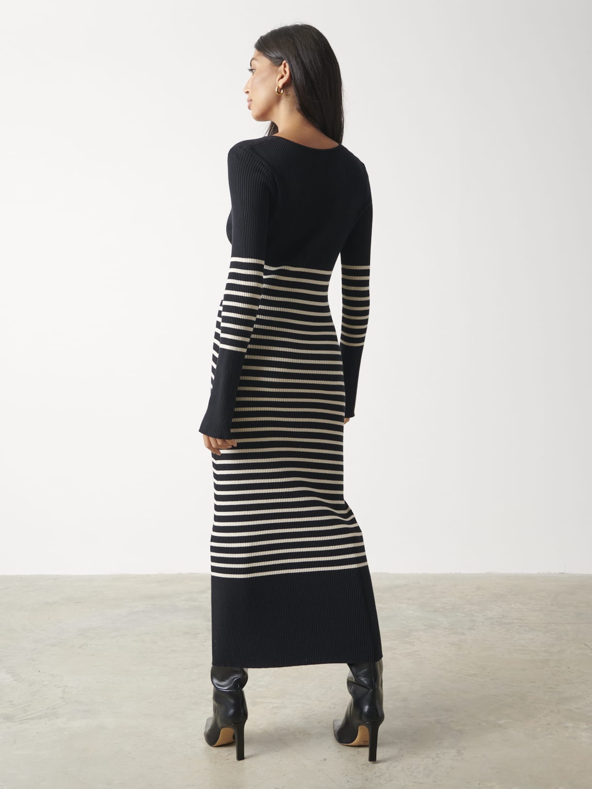 Vanessa Stripped Knit Dress - Black and White Stripe