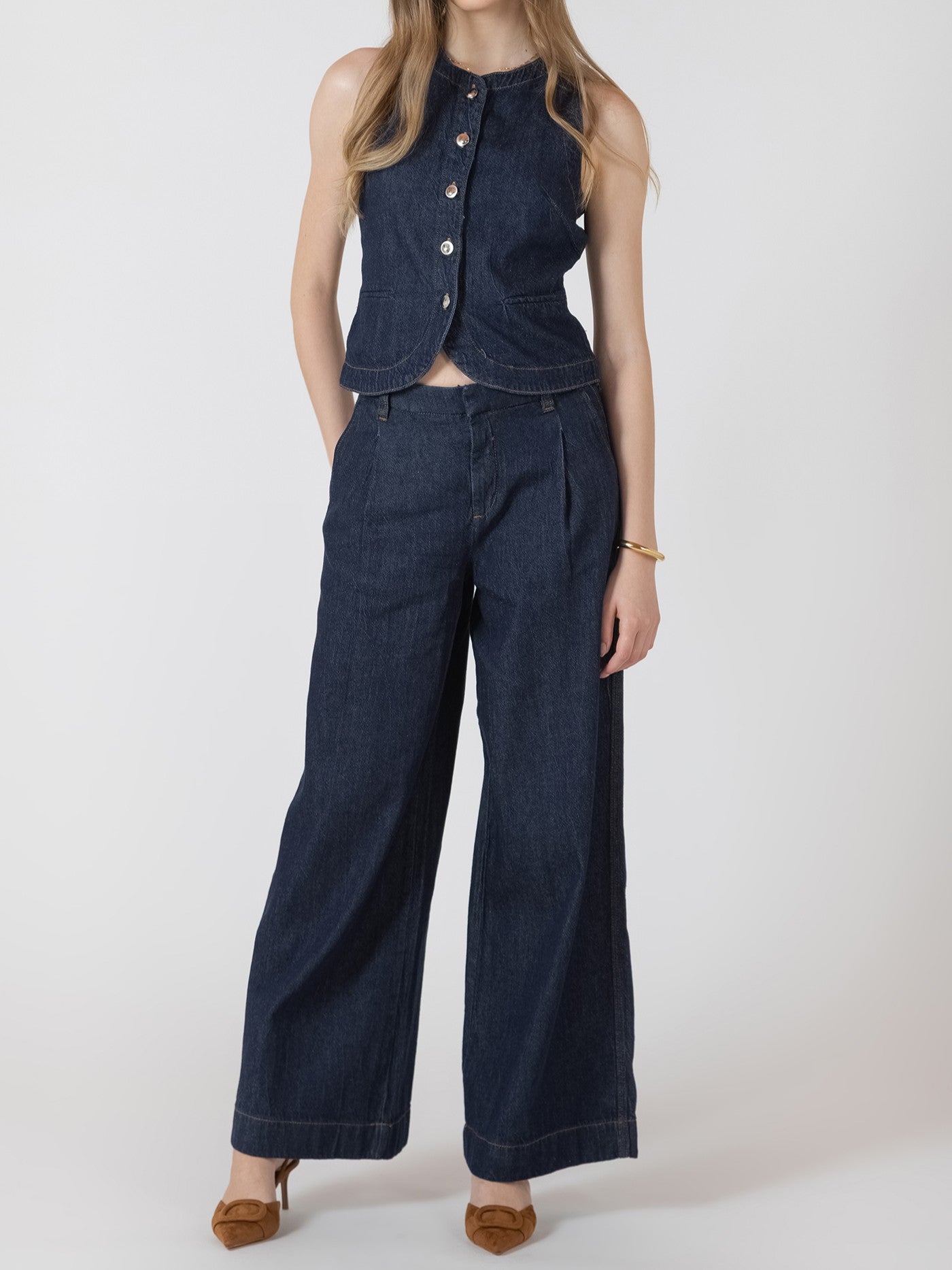 BLACK TAPE Button Front Denim Vest