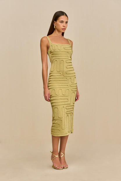 KYMIA KNIT DRESS - GOLD