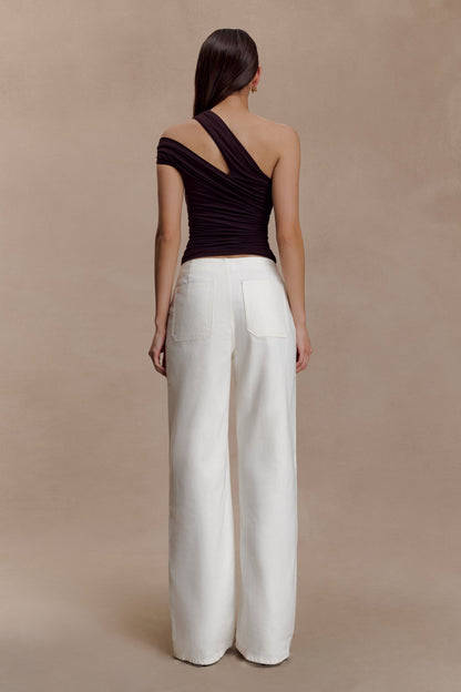 Anna One Shoulder Modal Top - Cacao Brown
