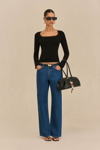 JEAN KNIT TOP - BLACK