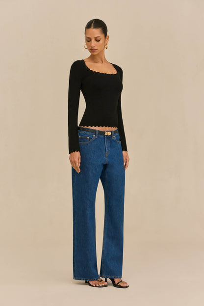 JEAN KNIT TOP - BLACK