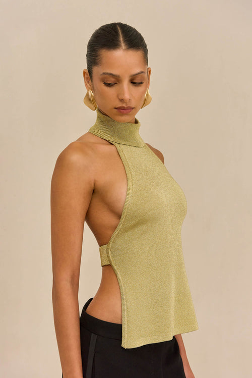 WAKE KNIT TOP - GOLD