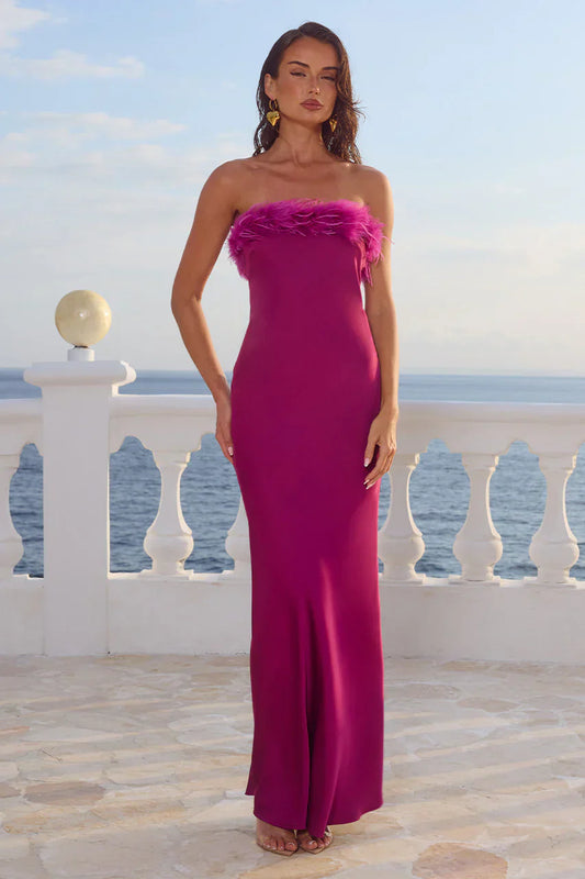 ARIANA STRAPLESS MAXI DRESS  - PLUM