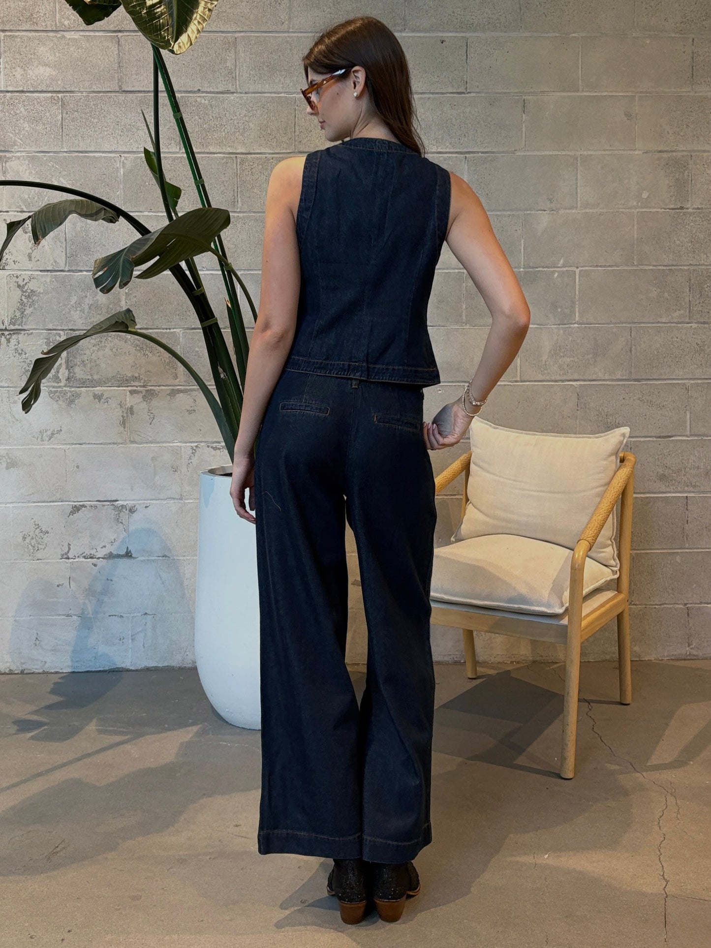BLACK TAPE Button Front Denim Vest