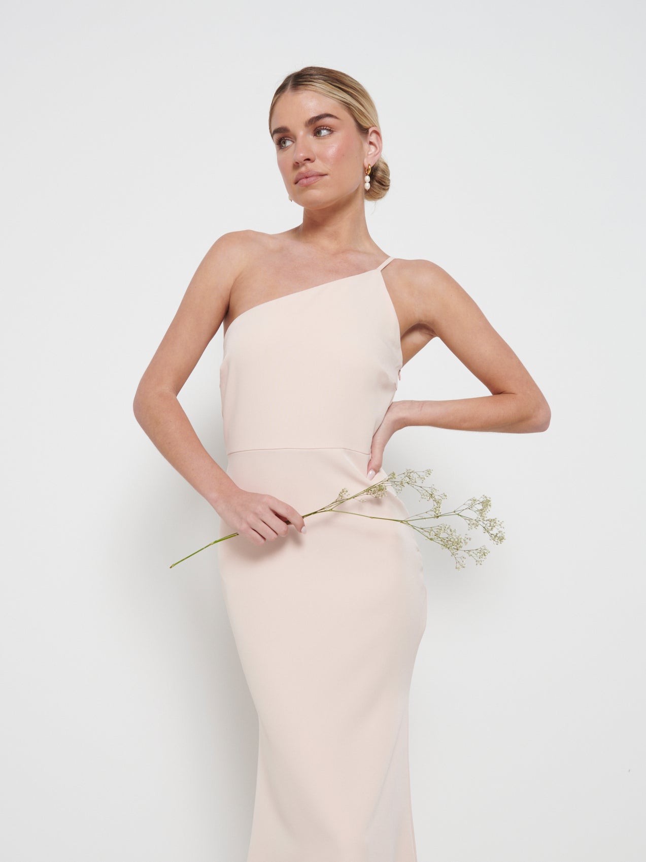 Amelia Crepe Bridesmaid Maxi Dress - Blush