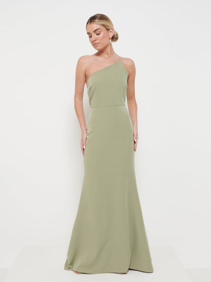 Amelia Crepe Maxi Bridesmaid Dress - Olive