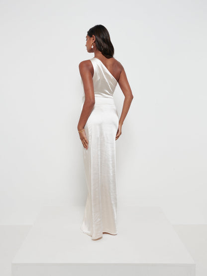 Amelia Ruched Maxi Bridesmaid Dress - Matte Champagne