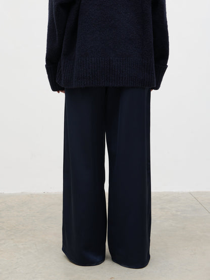 Breya Satin Drawstring Trousers - Navy