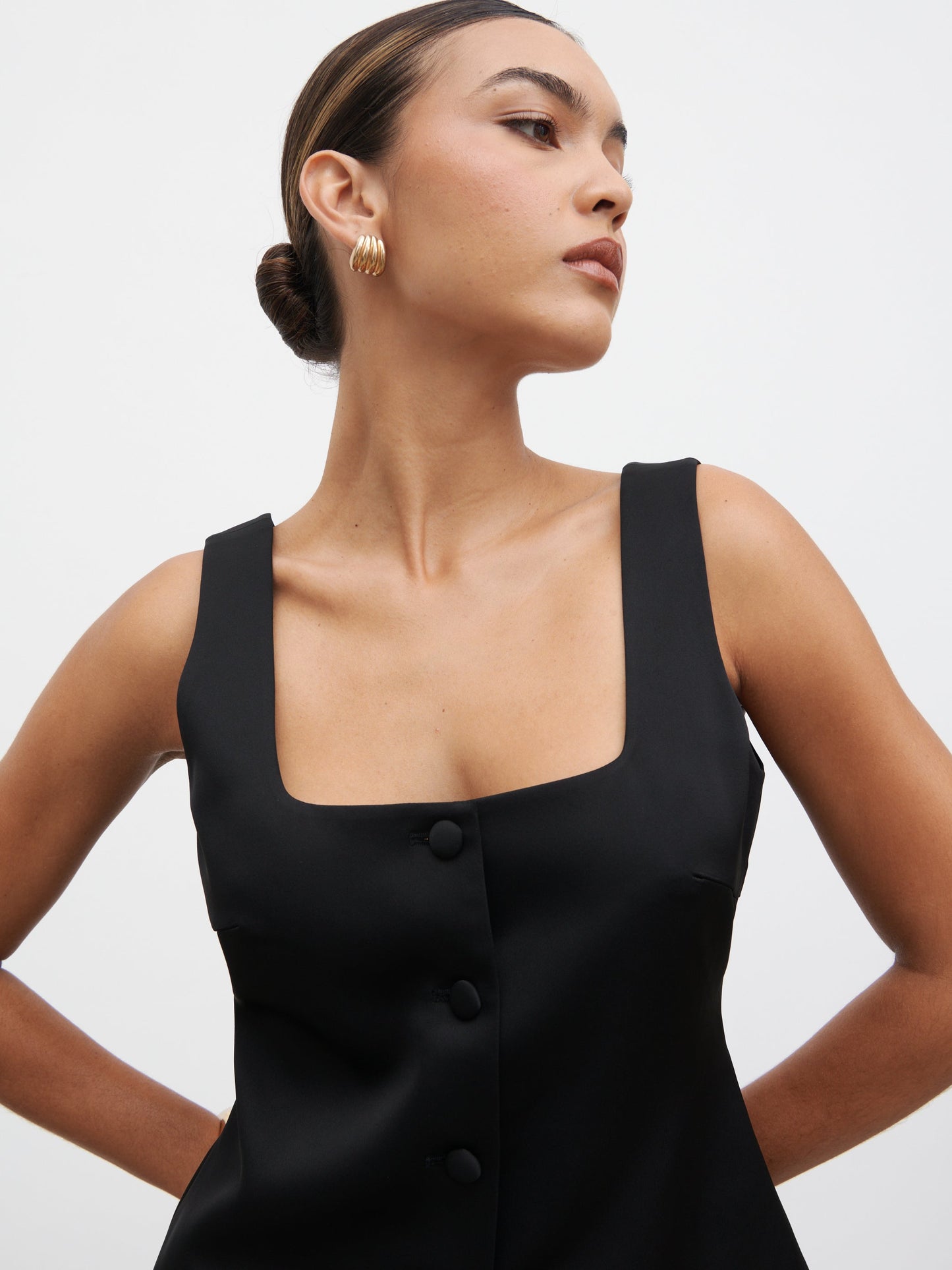 Breya Satin Waistcoat - Black