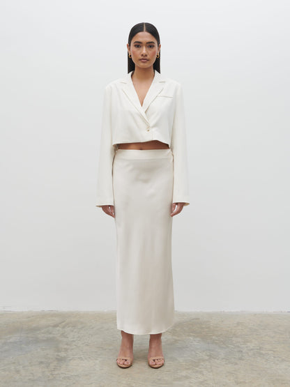 Breya Cropped Blazer - Oyster