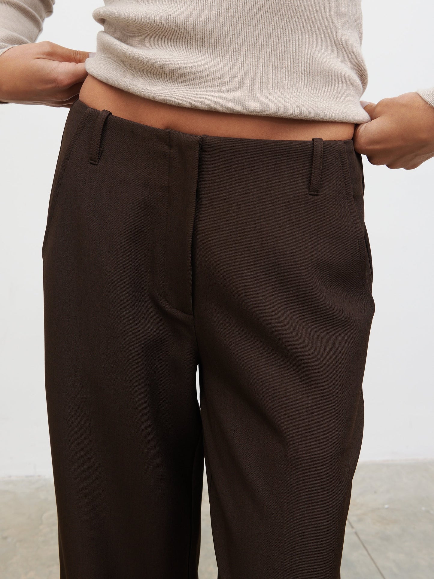Colson Tailored Wide Leg Trousers - Chocolate