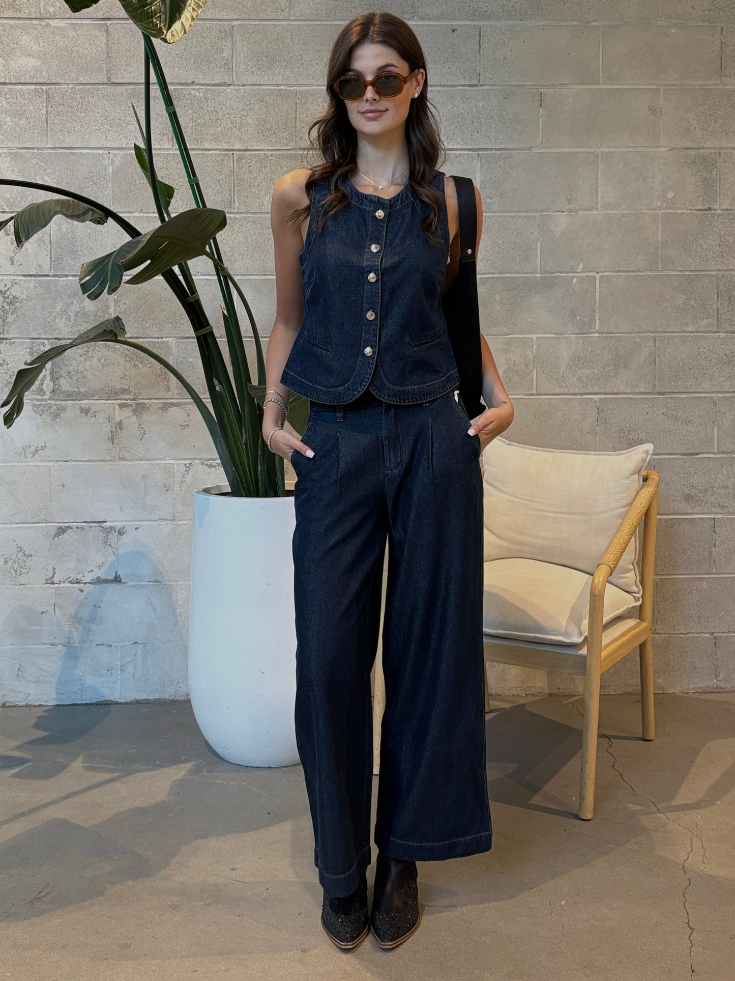 BLACK TAPE Button Front Denim Vest