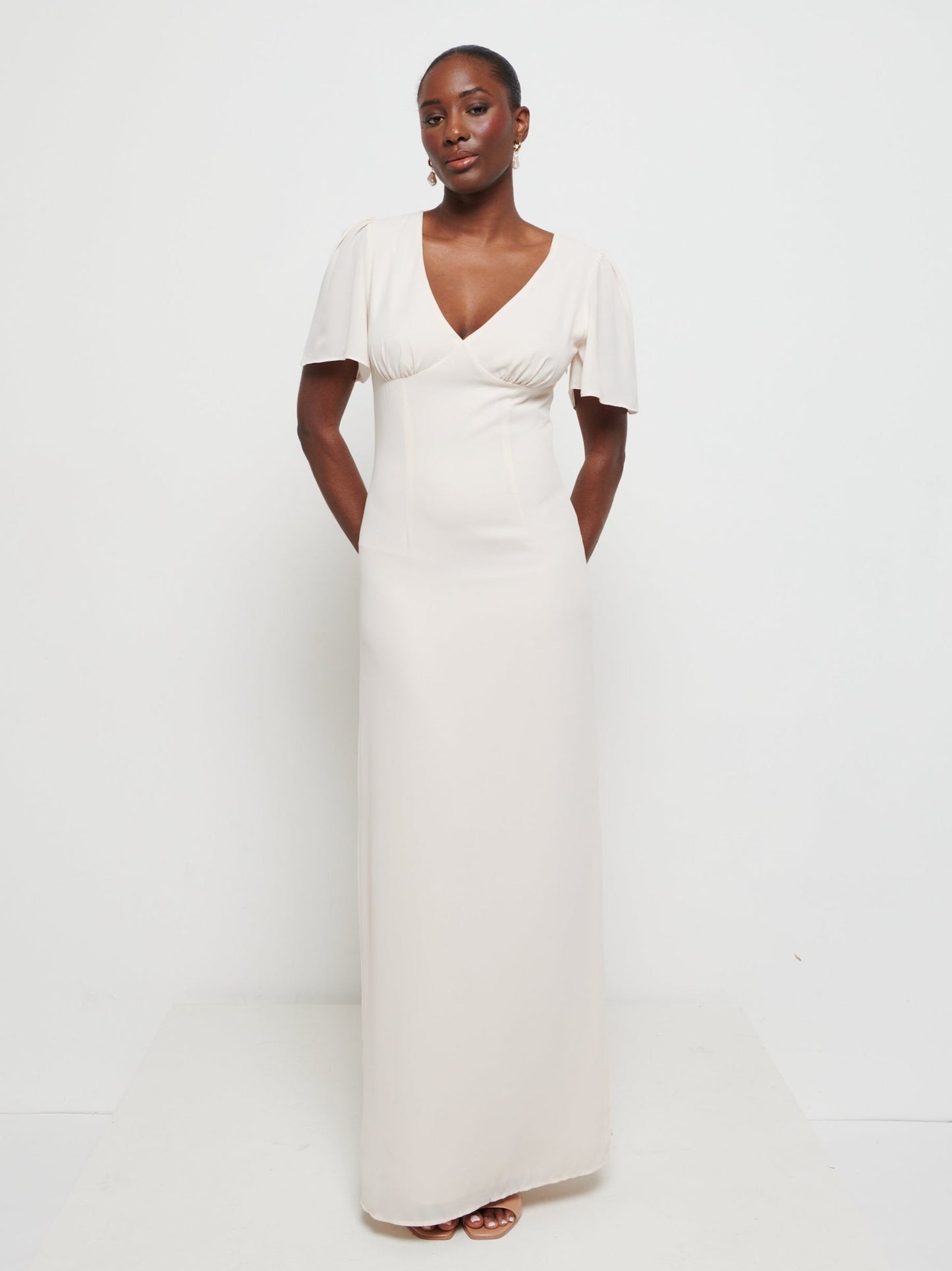 Edie Chiffon Maxi Bridesmaids Dress - Champagne