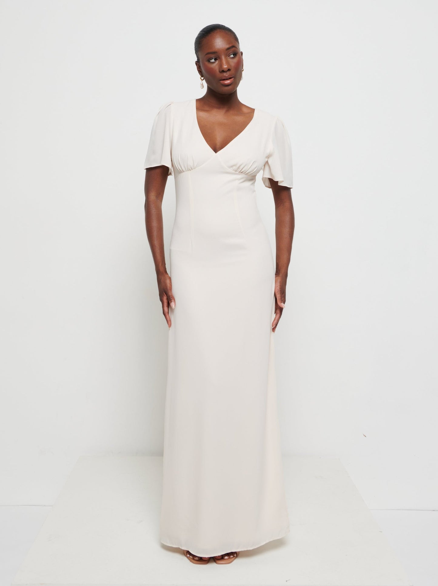 Edie Chiffon Maxi Bridesmaids Dress - Champagne