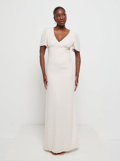 Edie Chiffon Maxi Bridesmaids Dress - Champagne