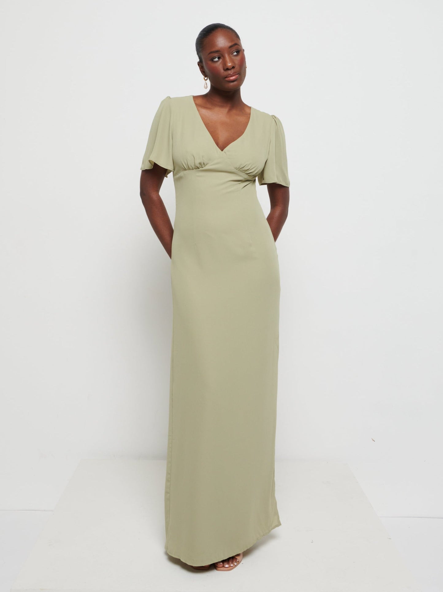Edie Chiffon Maxi Bridesmaids Dress - Olive