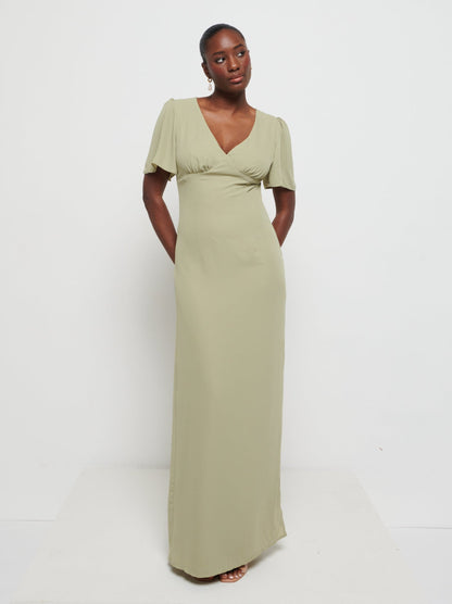 Edie Chiffon Maxi Bridesmaids Dress - Olive