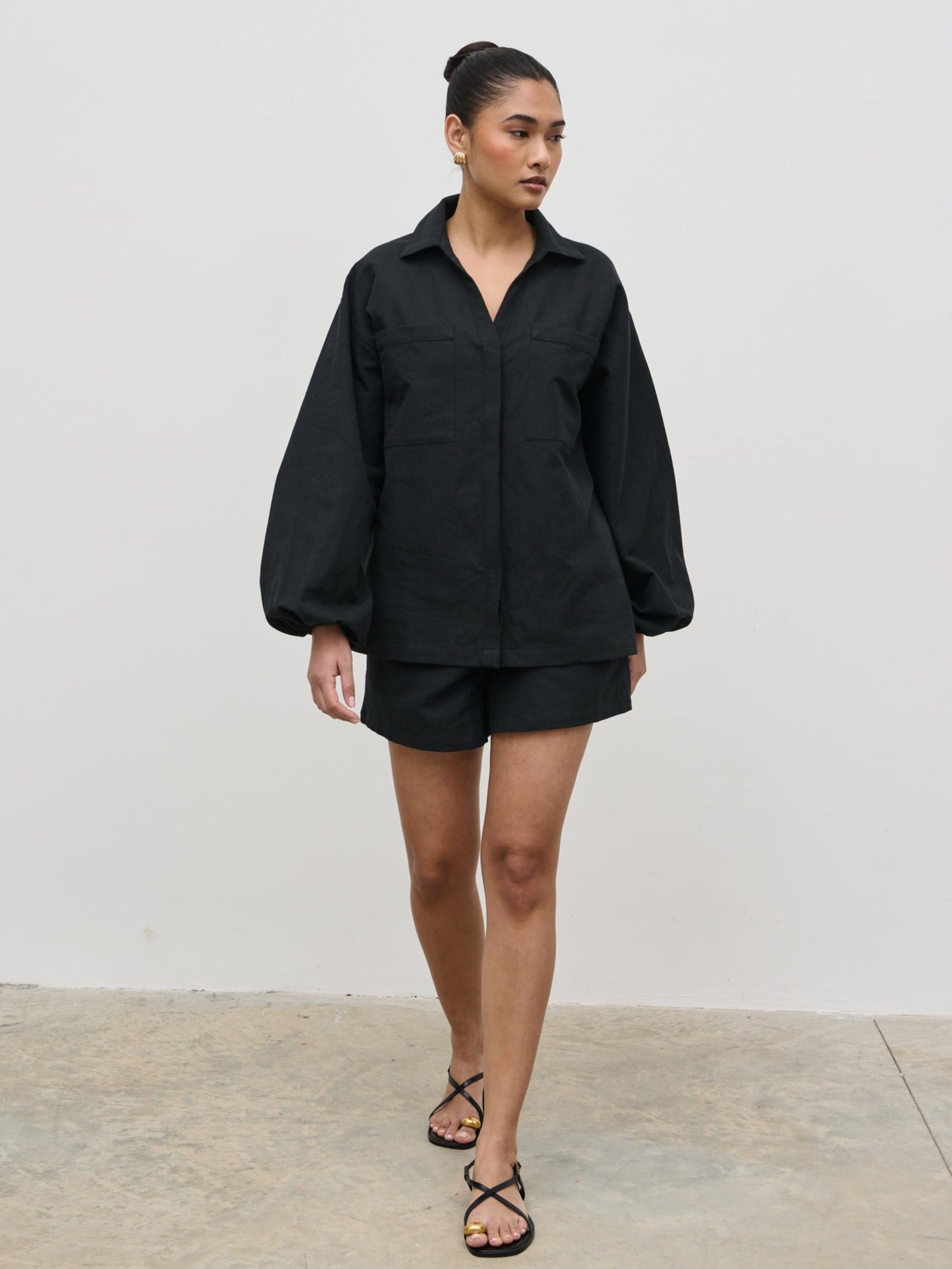 Emerson Balloon Sleeve Shirt - Black
