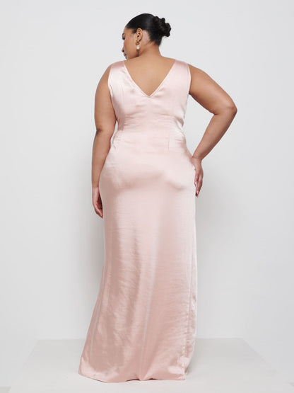 Esmee Wrap Maxi Bridesmaid Dress Curve - Blush