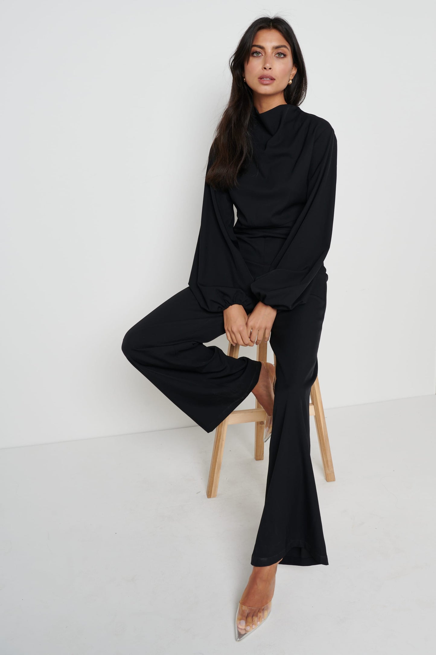 Jemima Balloon Sleeve Jumpsuit - Black