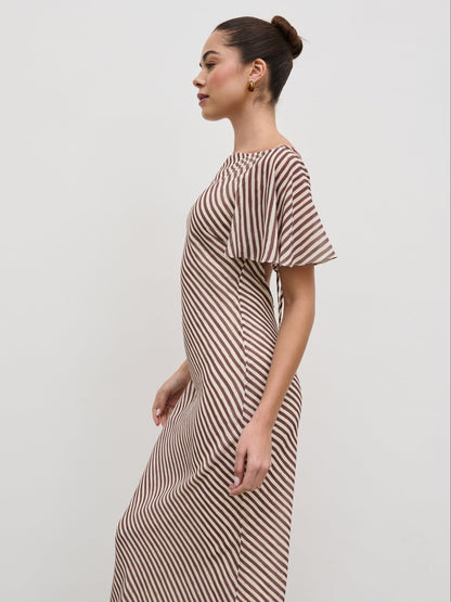 Jules Maxi Dress - Brown and Cream Stripe