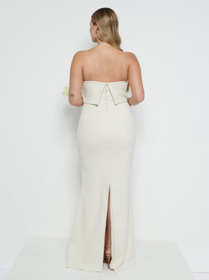 Julia Strapless Crepe Maxi Bridesmaid Dress - Champagne