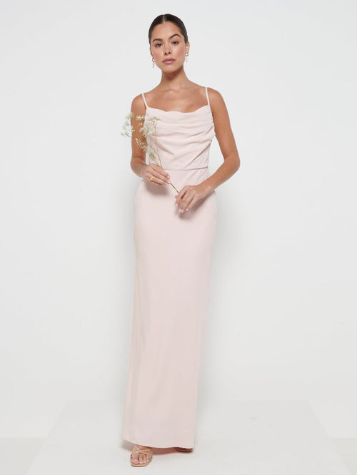 Keisha Cowl Neck Maxi Bridesmaid Dress - Blush
