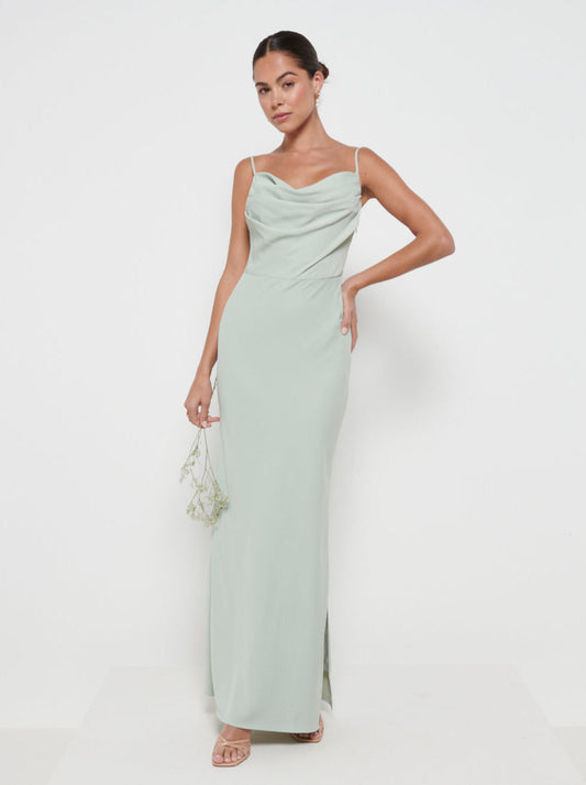 Keisha Cowl Neck Maxi Bridesmaid Dress - Sage