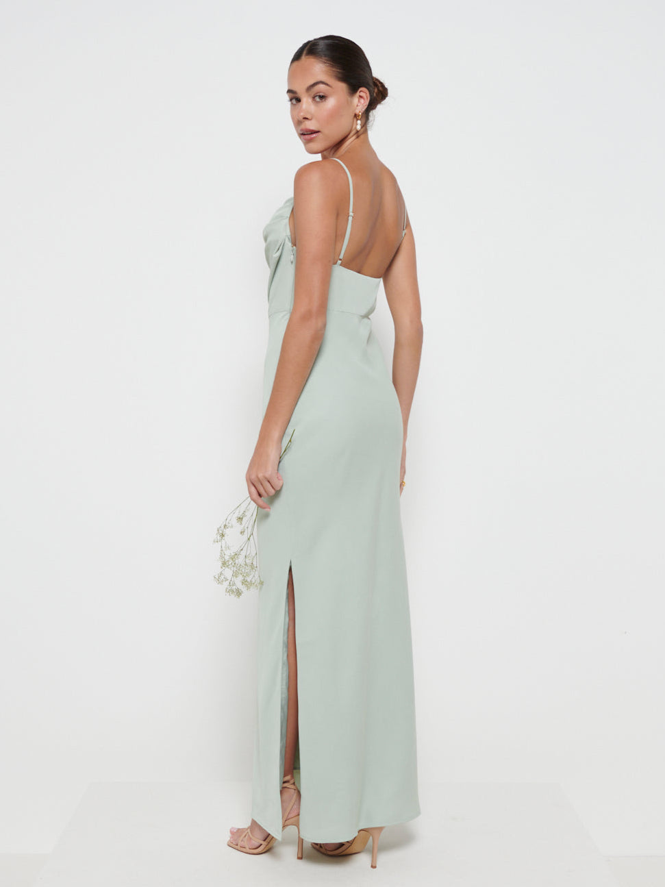 Keisha Cowl Neck Maxi Bridesmaid Dress - Sage