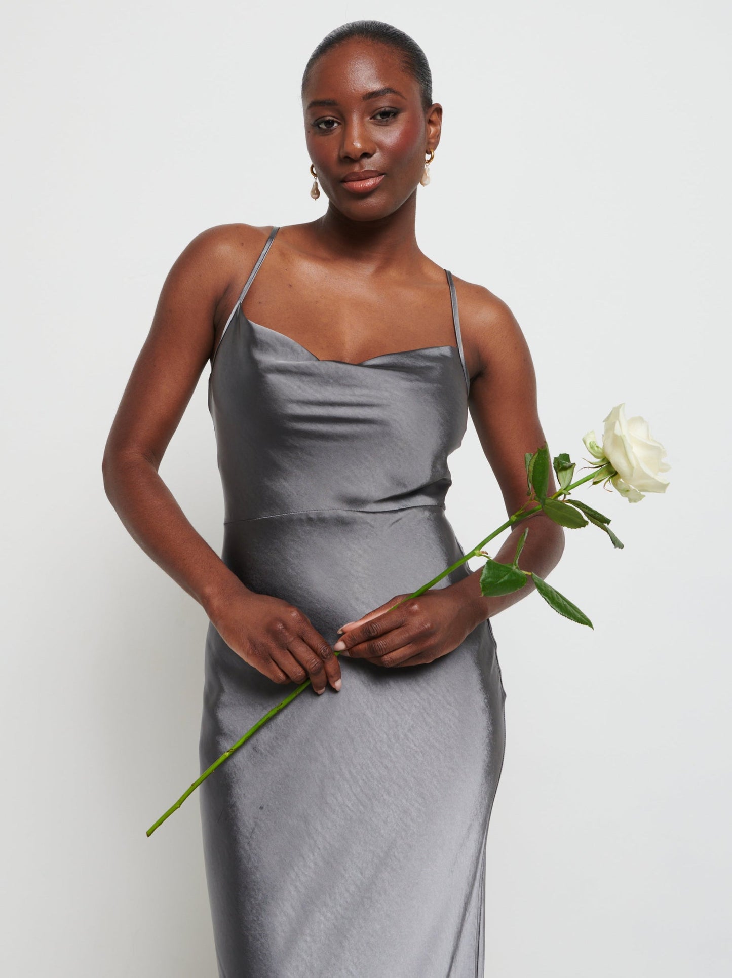 Keisha Maxi Bridesmaid Dress - Matte Slate Grey