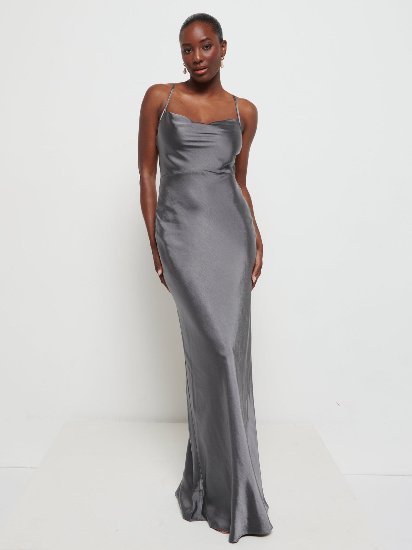 Keisha Maxi Bridesmaid Dress - Matte Slate Grey