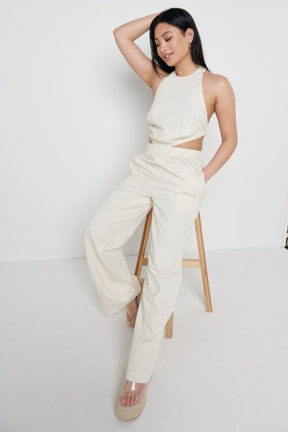 Lexi Scrunch Backless Jumpsuit - Off White