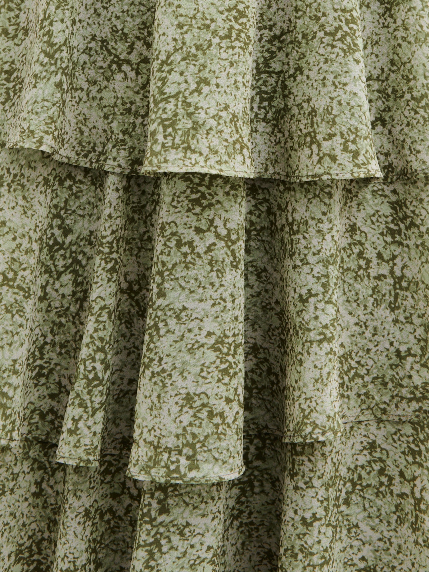 Lissy Ruffle Midaxi Dress - Green Abstract Print