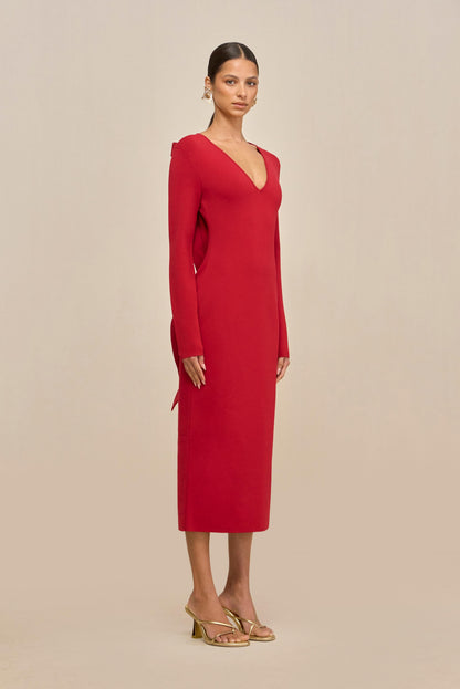 BOA KNIT DRESS - MERLOT