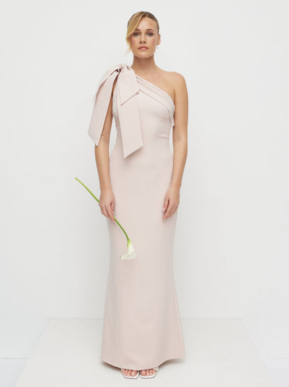 Nevaeh One Shoulder Crepe Maxi Dress - Blush