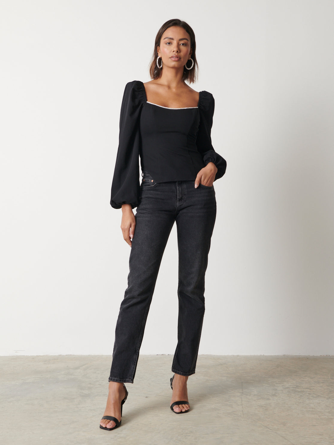 Niamh Embellished Top - Black