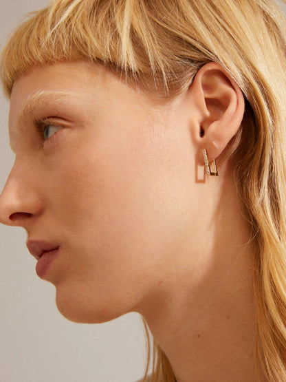 PILGRIM Coby Crystal Square Hoop Earrings
