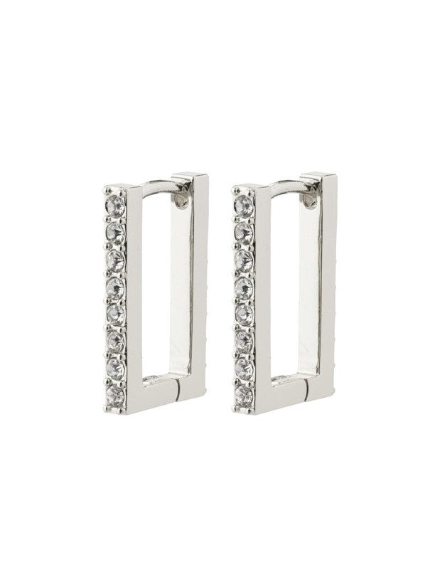 PILGRIM Coby Crystal Square Hoop Earrings