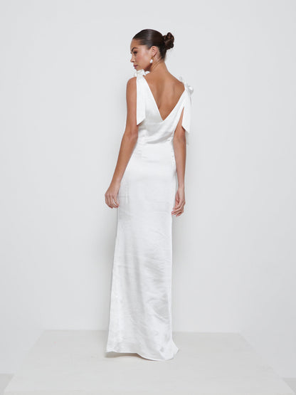 Piper Tie Maxi Bridesmaid Dress - Ivory