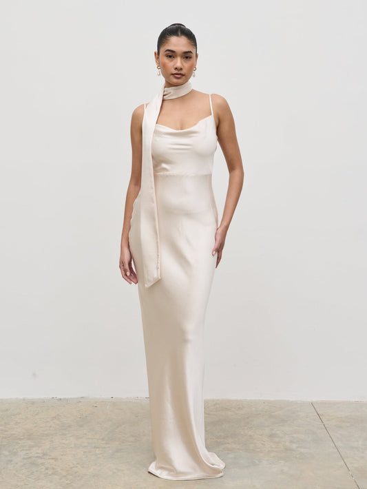 Keisha Maxi Bridesmaid Dress - Matte Champagne