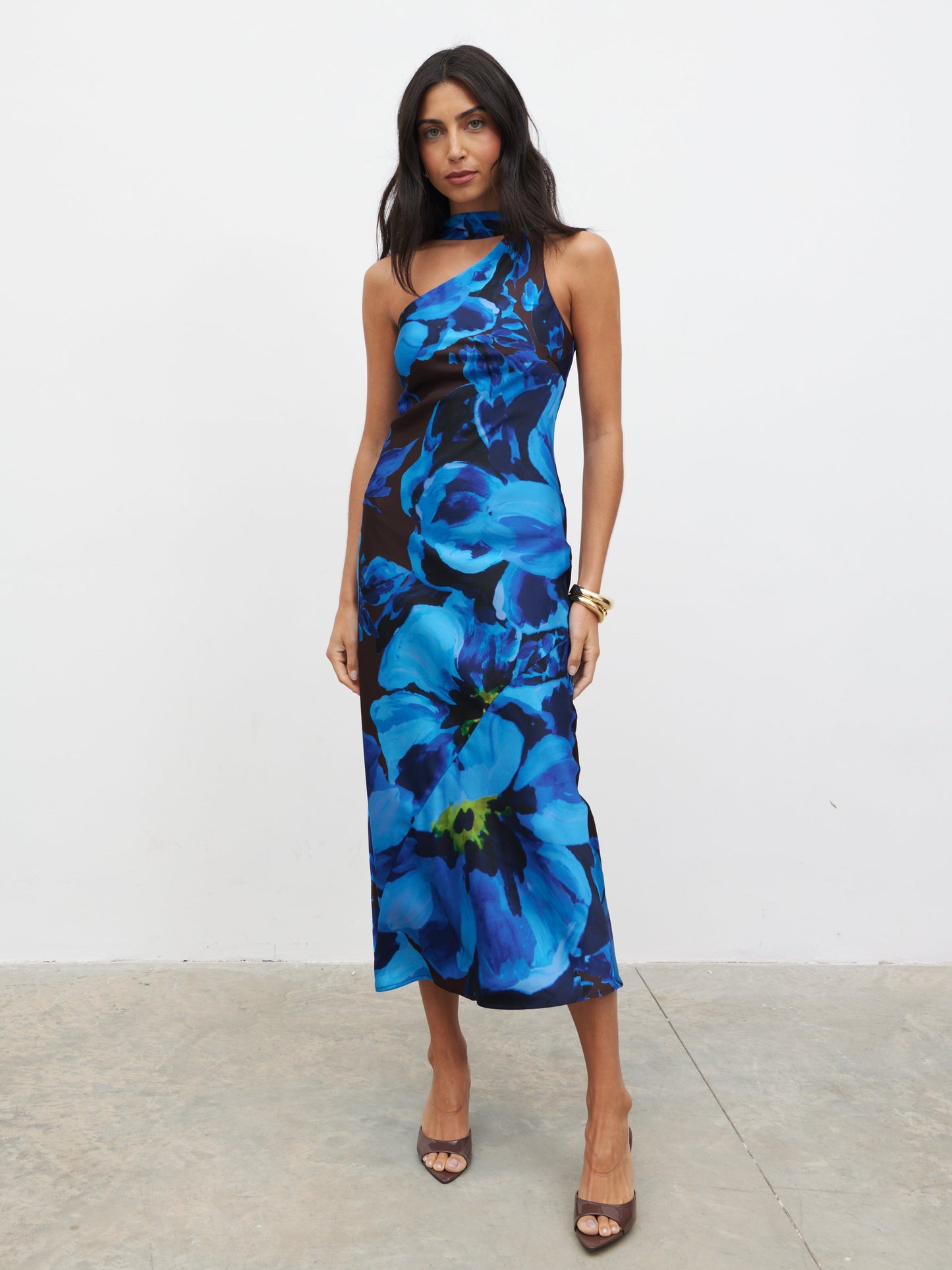 Sheree Printed Midaxi Dress - Colbalt Blue Floral