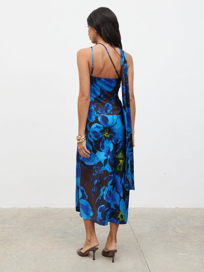 Sheree Printed Midaxi Dress - Colbalt Blue Floral