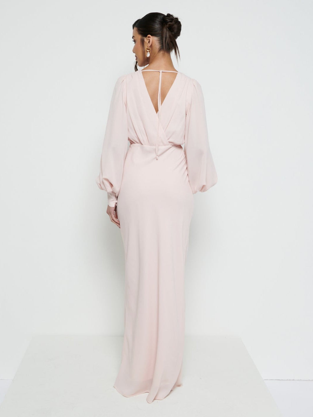 Sienna Long Sleeve Chiffon Bridesmaid Dress - Blush