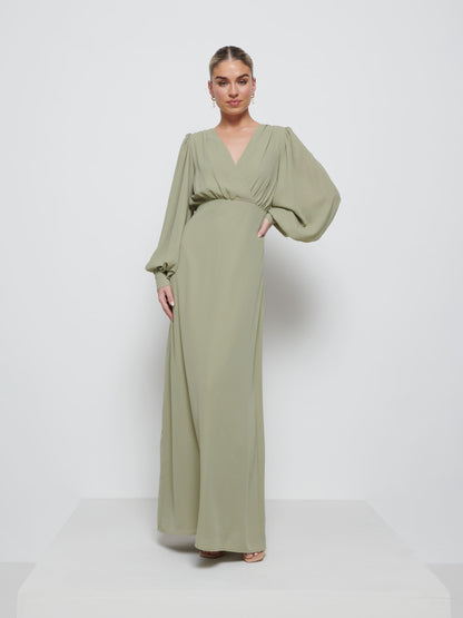 Sienna Chiffon Bridesmaid Dress - Olive