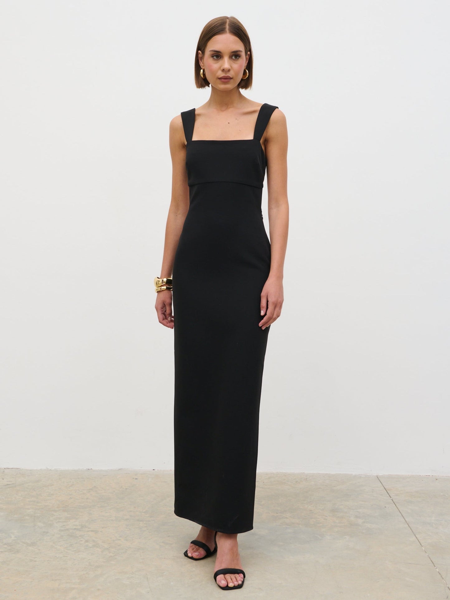 Sorel Square Neck Crepe Maxi Dress - Black