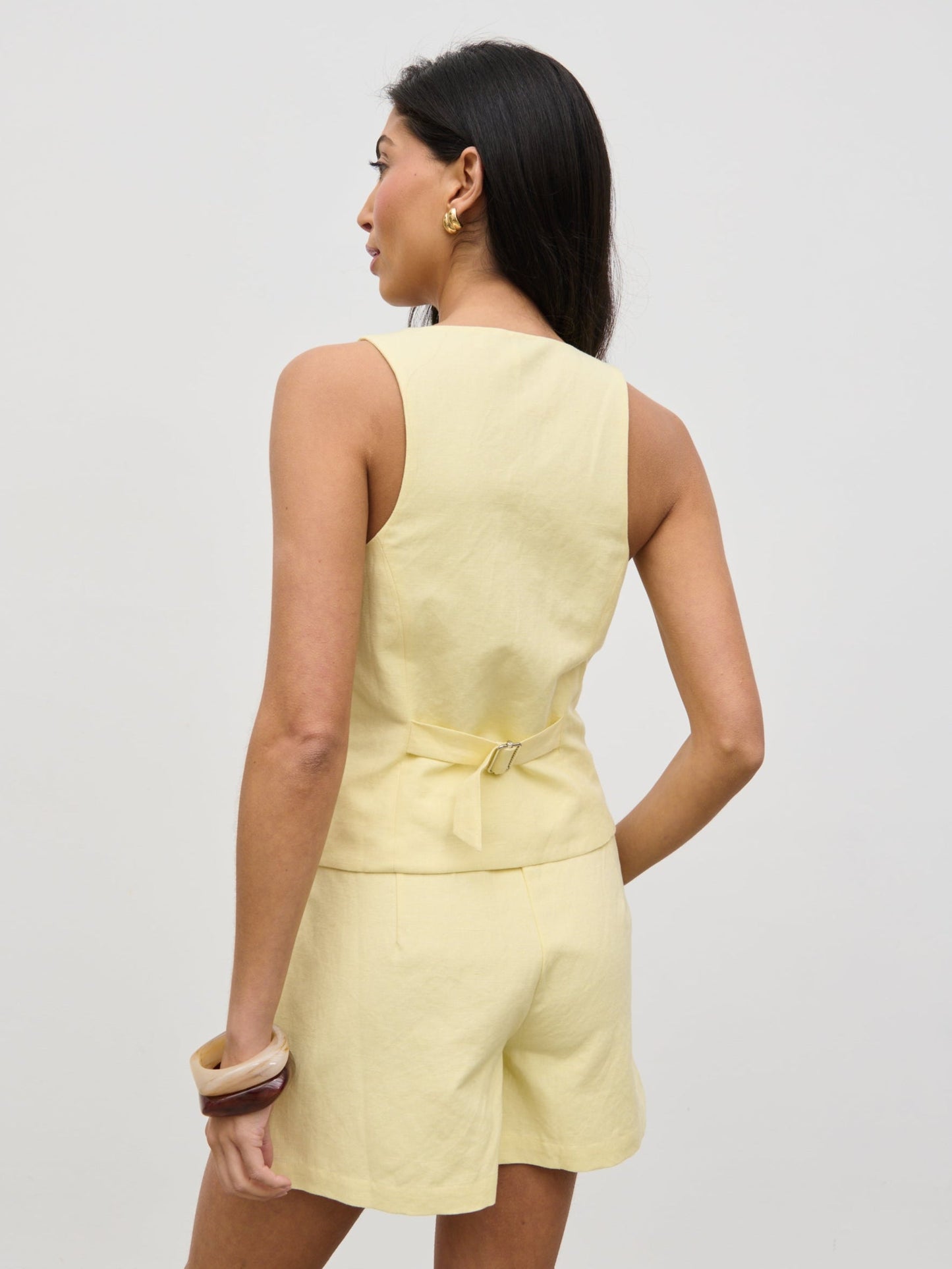 Thali Racer Neck Waistcoat - Lemon