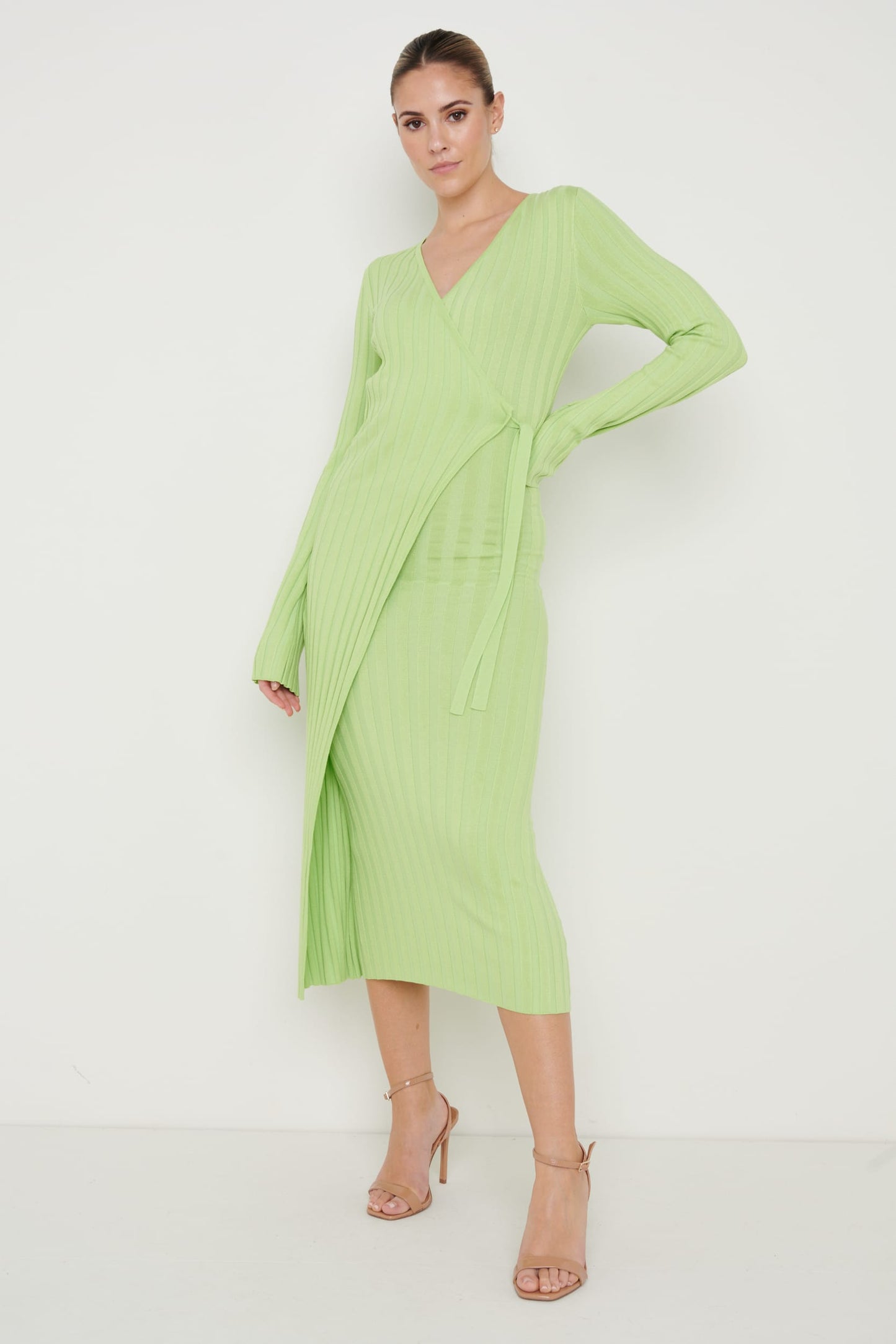 Vinnie Wrap Tie Midaxi Dress - Apple Green