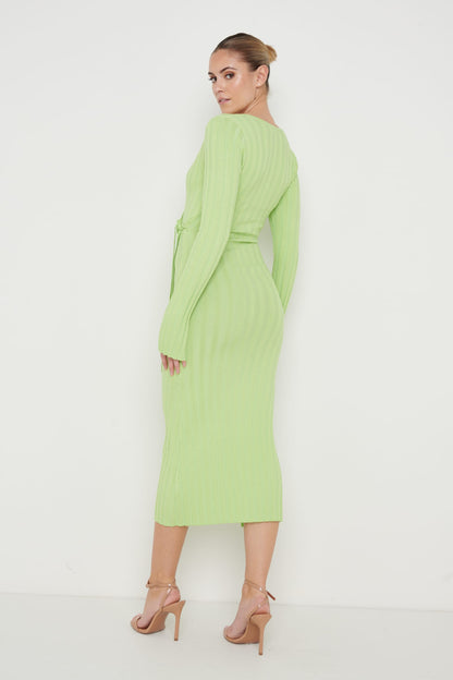 Vinnie Wrap Tie Midaxi Dress - Apple Green